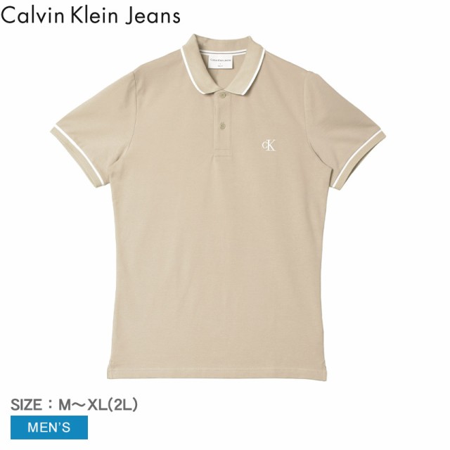 カルバンクラインジーンズ 半袖ポロシャツ メンズ TIPPING SLIM S／S POLO ベージュ CALVIN KLEIN JEANS J30J315603 CK ブランド トップ