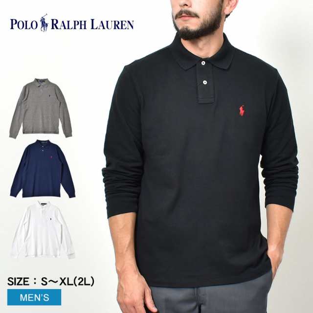 ポロ ラルフローレン ポロシャツ メンズ ワンポイント ニットロゴ 長袖ポロシャツ ブラック 黒 ホワイト 白 POLO RALPH LAUREN 710681126