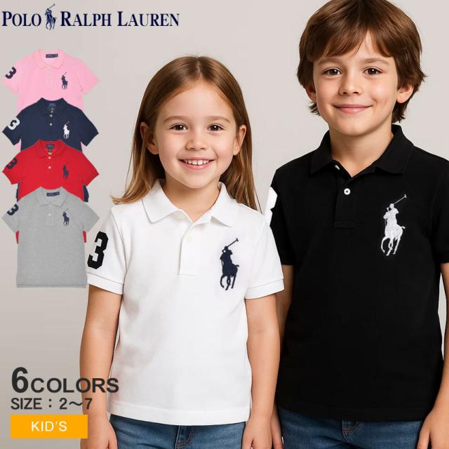 ポロ ラルフローレン 半袖ポロシャツ キッズ ジュニア 子供 Big Pony コットン メッシュ ポロシャツ ブラック 黒 ホワイト 白 POLO RALPH LAUREN 322670257 トップス ポロ 半袖 襟付き 衿付き 刺繍 刺しゅう ビッグポニー ナンバリング 夏新作