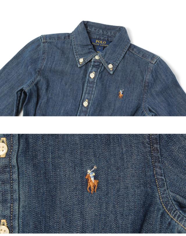 (取寄) ラルフローレン キッズ ガールズ ベルテッド インディゴ シャンブレー Ralph 160⁄88A ベビー・キッズ ラルフローレン ワンピース