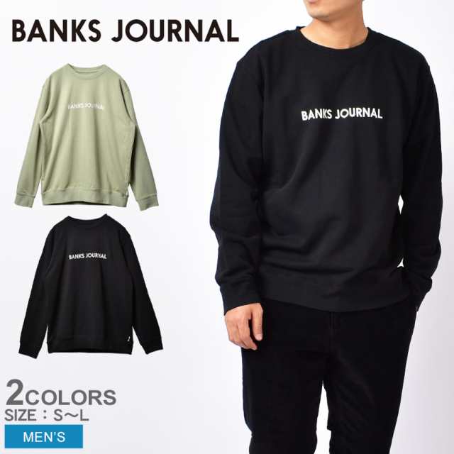 バンクス ジャーナル スウェット メンズ LABEL CREW スウェットトレーナー ブラック 黒 ベージュ BANKS JOURNAL WFL0314 スエット トップ