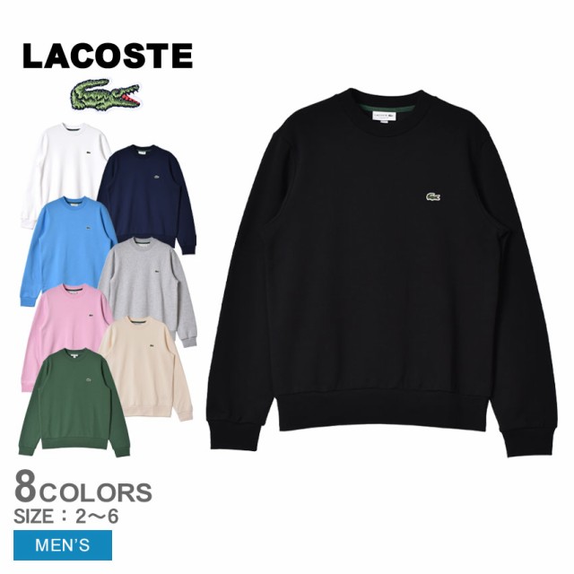 ラコステ スウェット メンズ L/S CTN FLEECE SWEAT ホワイト 白 ブラック 黒 ネイビー 紺 LACOSTE SH9608 ウェア プリント スポーツ トッ