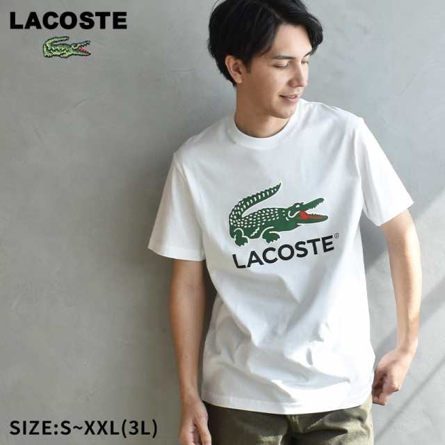 ラコステ 半袖Tシャツ メンズ COTTON JERSEY SIGN PRINT ホワイト 白 LACOSTE TH1285 ウェア トップス 半袖 Tシャツ プリント クルーネック ブランド カジュアル シンプル ワニ ロゴ カットソー 人気 おしゃれ お洒落 コットンの通販はTシャツ