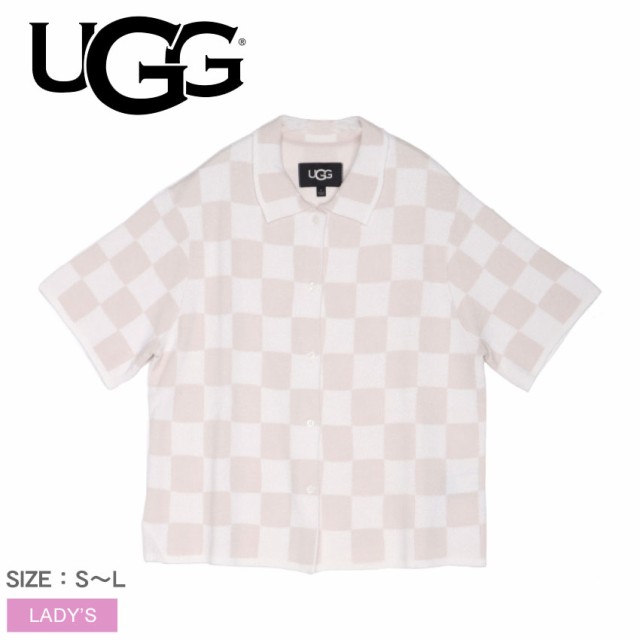 アグ 半袖シャツ レディース JEANNIE BUTTONDOWN SWEATER ベージュ ホワイト 白 UGG 1138610 シャツ 半袖 アメカジ 襟 襟付き ボタンダウ