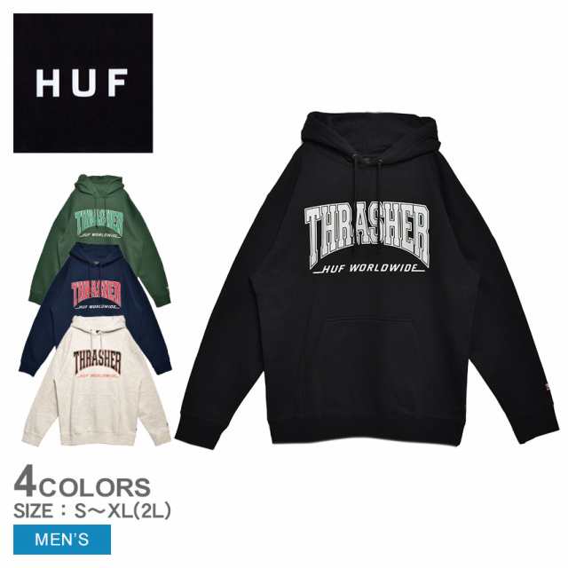 ハフ パーカー メンズ BAYVIEW P/O HOODIE ブラック 黒 ネイビー アイボリー グリーン HUF PF00563 ウェア トップス フーディ 長袖 ロン