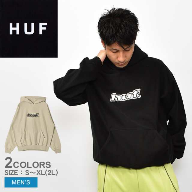 ハフ パーカー メンズ LOGO APPLIQUE HOODED FLEECE ベージュ ブラック 黒 HUF FL00229 ウェア トップス プルオーバーパーカー スウェット フーディー フーディ 裏起毛 ゆったり スエット スケーター スケボー 長袖 ロングスリーブ 春新作の通販は