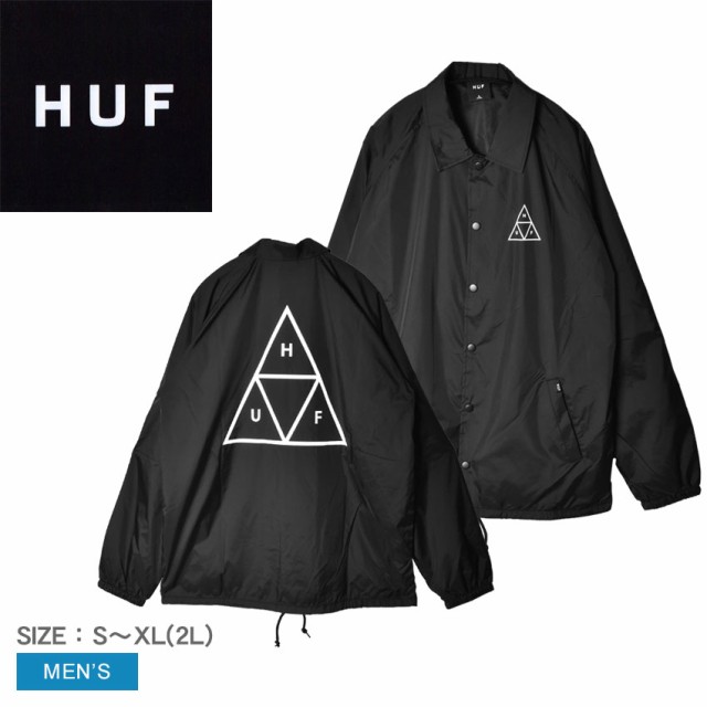 HUF ハフ　コーチジャケット　ナイロンジャケット　人気のトライアングルロゴ　黒