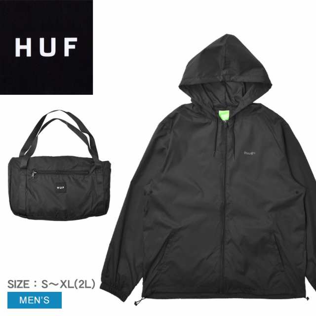 ハフ アウター メンズ パッカブル サイクリング ジャケット ブラック 黒 HUF JK00377 ウエア ジャケット シンプル ストリート ロゴ スケ