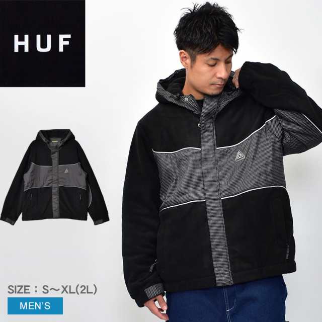 ハフ ジャケット メンズ ポーラーフリースジャケット ブラック 黒 グレー HUF JK00369 ウエア ジャケット シンプル ストリート スケート