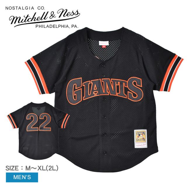 ミッチェルアンドネス ユニフォーム メンズ ブラック 黒 オレンジ MITCHELL ＆ NESS ABPJ3101-SFG93WCLBLCK ウエア トップス ベースボールジャージ ストリート オーセンティック ブランド カジュアル アメカジ スポーティ ロゴ 半袖 人気 夏新作