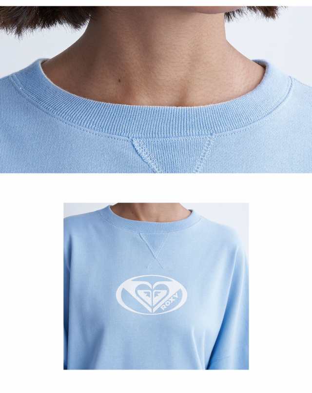 ロキシー スウェット レディース PLANET RING PULLOVER ホワイト グレー ROXY RPO241065 ウエア スエット スウェット 2way リバーシブル 長袖 トップス 裏毛 クルーネック カンガルーポケット プリント カジュアル スポーティ シンプル 春新作の通販は