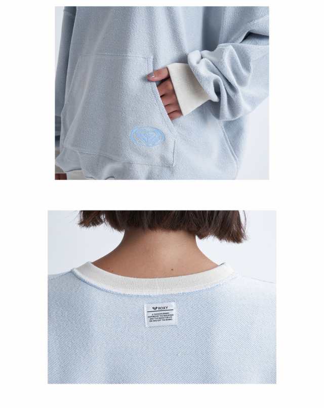 ロキシー スウェット レディース PLANET RING PULLOVER ホワイト グレー ROXY RPO241065 ウエア スエット スウェット 2way リバーシブル 長袖 トップス 裏毛 クルーネック カンガルーポケット プリント カジュアル スポーティ シンプル 春新作の通販は