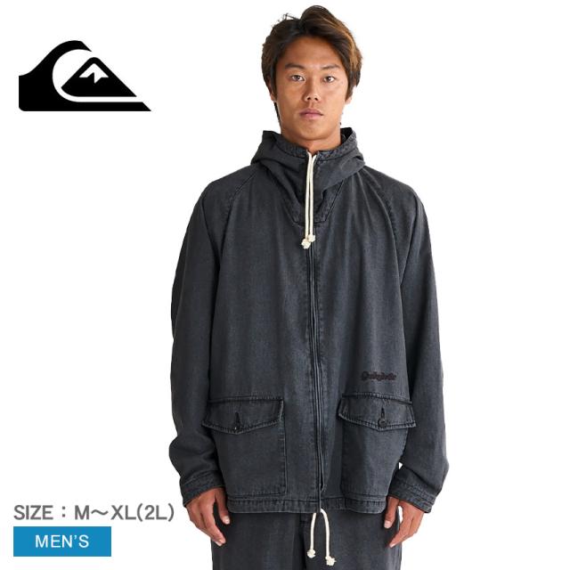 クイックシルバー ジャケット メンズ SHORE WASH JKT ブラック 黒 QUIKSILVER QJK251001 アウター ブランド ロゴ フード 羽織 上着 防寒 防風 シンプル カジュアル アウトドア レジャー 旅行 ポケット おしゃれ