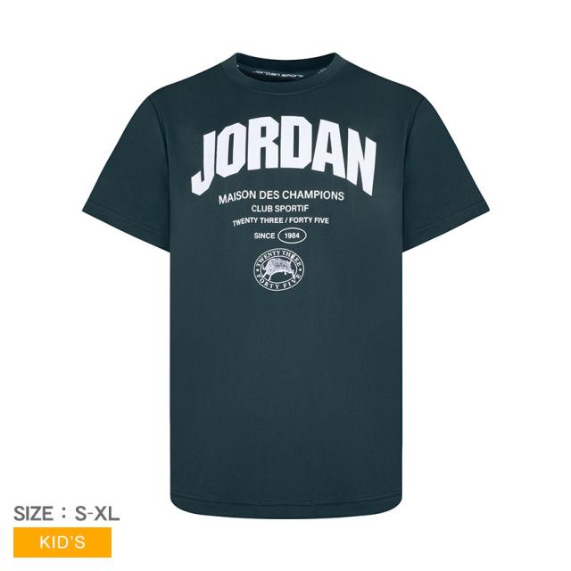 ナイキ Tシャツ キッズ ジョーダン DES CHAMPIONS Tシャツ グリーン 緑 NIKE 95D312 EI8 半袖Tシャツ トップス ウェア 夏新作
