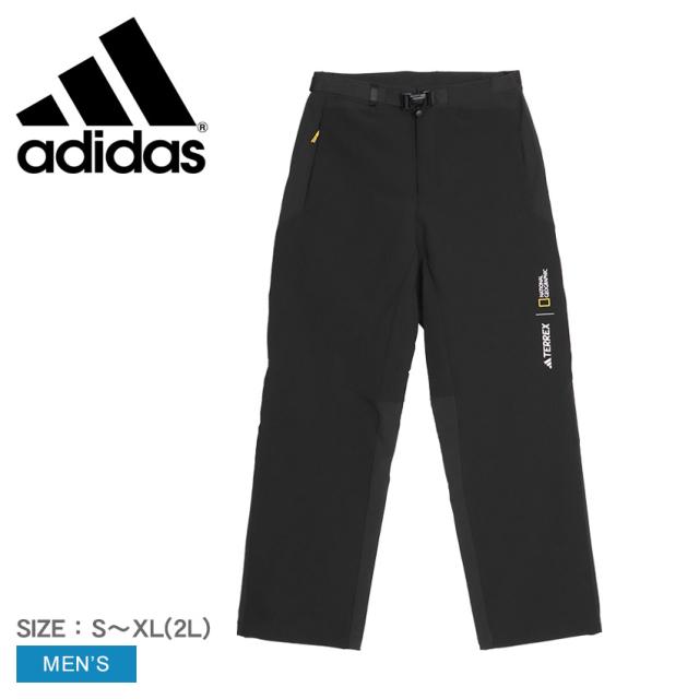 アディダス パンツ メンズ ナショナル ジオグラフィック ソフトシェルパンツ ブラック 黒 ADIDAS JRS11 ハイキングパンツ ウェア 長ズボン ロングパンツ ボトムス 撥水 はっ水 リフレクター ハイキング アウトドア ロゴ コラボ シンプルの通販は