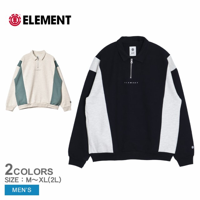 エレメント ハーフジップスウェット メンズ FULY POLO HALF ZIP ブラック 黒 ホワイト 白 ELEMENT BE021604 トップス 長袖 スエット トレ