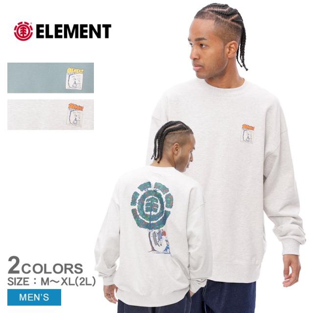 エレメント トレーナー メンズ KAMO NATURAL RAMP CR ブルー 青 ホワイト 白 ELEMENT BE022010 スウェット スエット プルオーバー 裏起毛 防寒 トップス 長袖 ストリート プリント ビッグシルエット ゆったり バックプリント スケート 春新作の通販は 8,800円