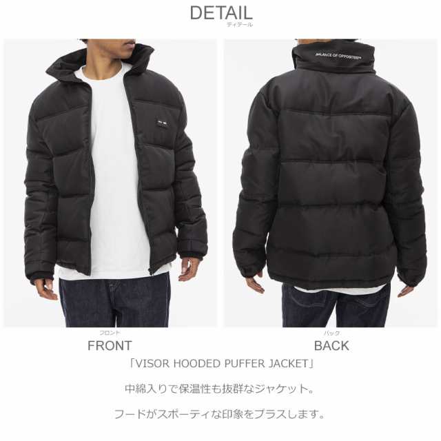 ルーカ アウター メンズ VISOR HOODED PUFFER JACKET ブラック 黒 ブルー イエロー ブラウン RVCA BC042770  ダウン ダウンジャケット フ｜au PAY マーケット