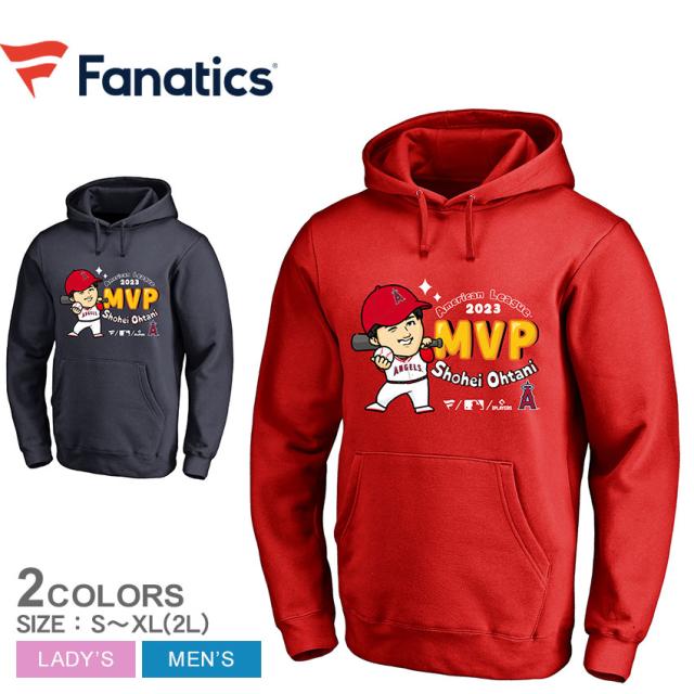 ファナティクス パーカー レディース メンズ 大谷翔平選手 AL MVP受賞記念 限定イラスト レッド 赤 FANATICS ロサンゼルス エンゼルス 大谷翔平 二刀流 2023 アメリカン・リーグ MVP 受賞 記念 ウェア メンズ レディースの通販は