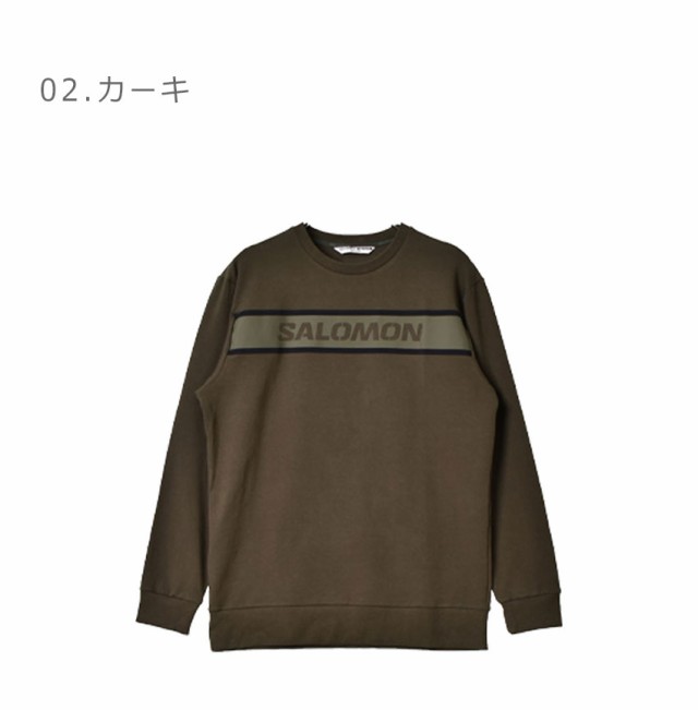 サロモン 長袖トップス メンズ ESSENTIAL CREW NECK ブラック 黒 カーキ SALOMON LC2028900 LC2029000 トップス クルーネック プルオーバ