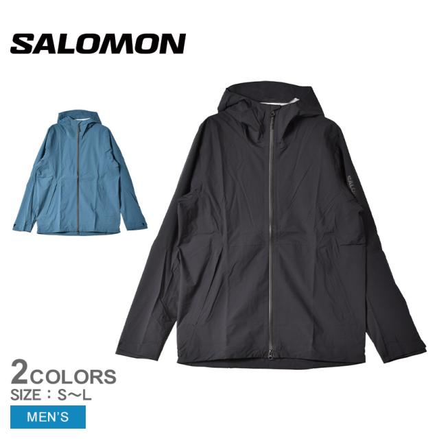 サロモン シェルジャケット メンズ OUTERPATH 2.5L ブラック 黒 ブルー 青 SALOMON LC2211400 LC2259200 アウター ジャケット 防水 防風 はっ水 通気性 上着 長袖 シンプル フード ジップアップ ロゴ ワンポイント アウトドア 登山 防寒の通販は