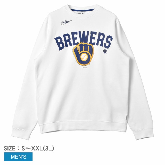 ナイキ スウェット メンズ COOPERSTOWN ATHLETIC TEAM LONG SLEEVE CNECK ホワイト 白 NIKE NKPU-007P ミルウォーキー・ブルワーズ MLB