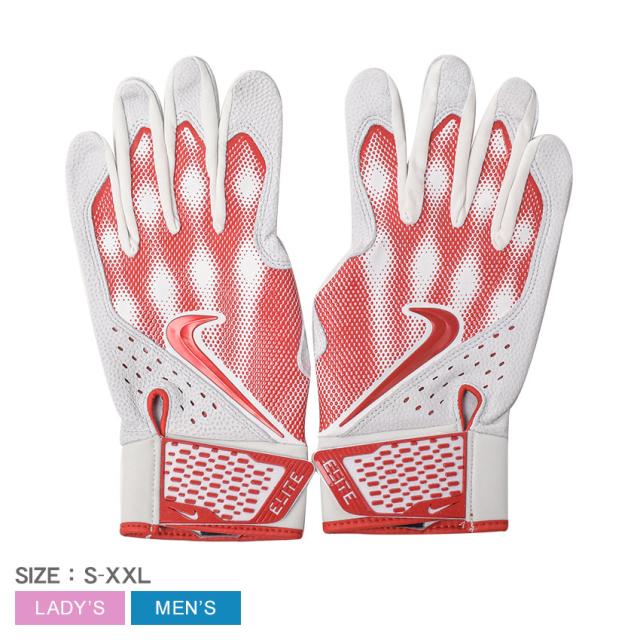 【メール便可】ナイキ バッティンググローブ レディース メンズ ALPHA ELITE BGLOVE ホワイト 白 レッド 赤 NIKE N1004380-124 野球 ベースボール BASE BALL バッティンググラブ 手袋 スポーツ トレーニング 運動 ユニセックス ブランド ロゴ ノック