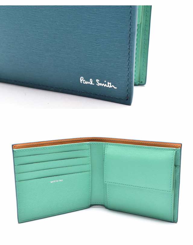 ポール スミス 財布 レディース メンズ BILLFOLD AND COIN WALLET ブラック 黒 ブルー 青 グリーン 緑 PAUL  SMITH M1A-4833-KTSTRGS 本革｜au PAY マーケット