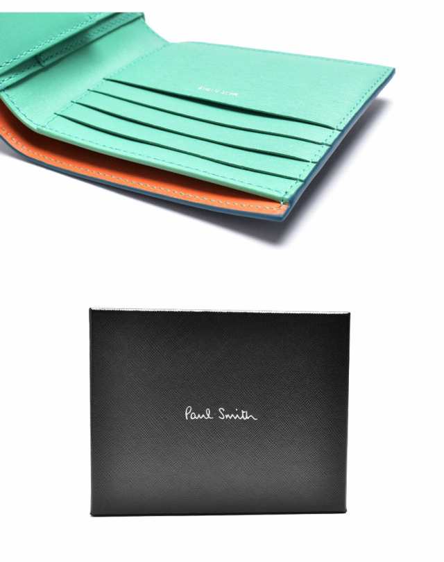 ポール スミス 財布 レディース メンズ BILLFOLD AND COIN WALLET ブラック 黒 ブルー 青 グリーン 緑 PAUL  SMITH M1A-4833-KTSTRGS 本革｜au PAY マーケット