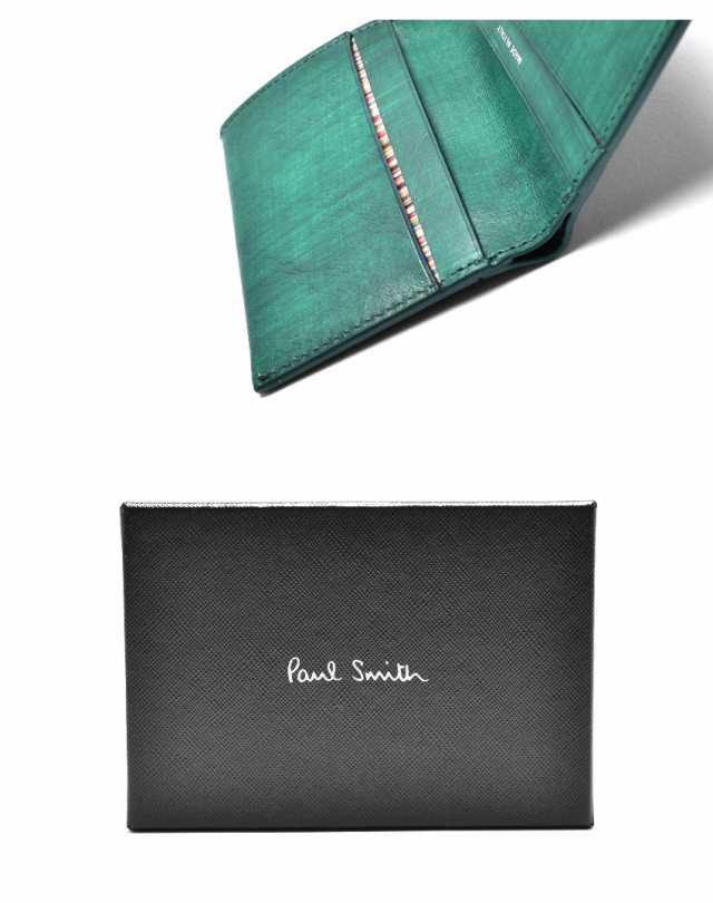 ポール スミス 財布 レディース メンズ BILLFOLD WALLET グリーン 緑 PAUL SMITH M1A-7511-KBRUSH 本革 ブランド プレゼント 二つ折り 贈