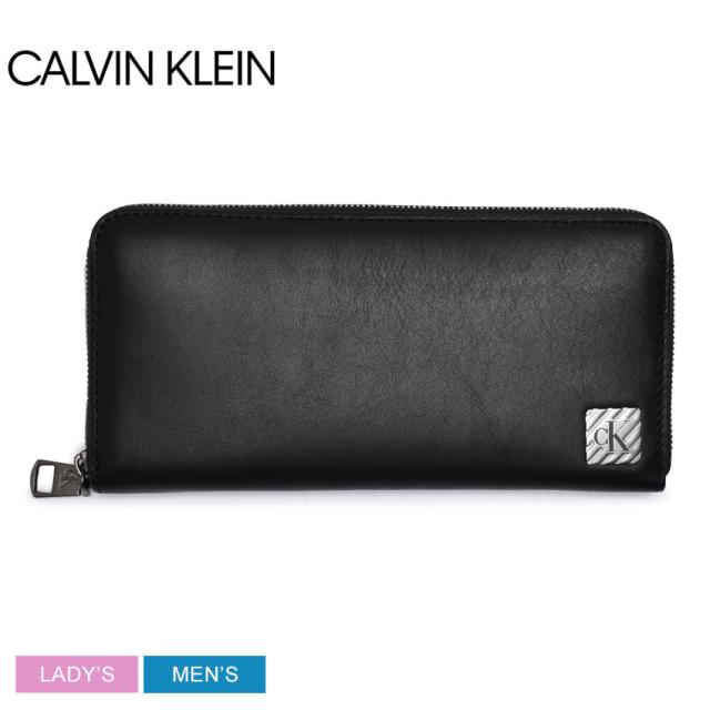   黒 レザー 長財布 ウォレット CK ロゴ ジッピー Calvin Klein 黒 レザー 長財布 ウォレット CK ロゴ ジッピー