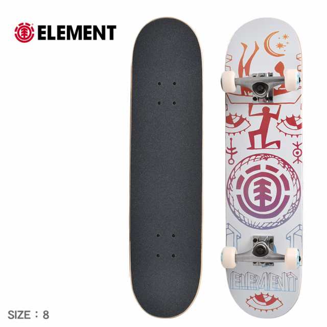 エレメント スケートボード レディース メンズ HIERO コンプリートデッキ 8 ホワイト 白 マルチ ELEMENT BB027469 スケボー ボード スケート ストリート スポーツ ロゴ アウトドア ウィール おしゃれ 人気 定番 象形文字