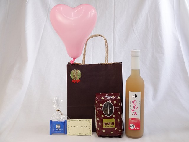 お誕生日風船セット(完熟桃のとろとろ感が口いっぱいに広がる桃リキュール ももとろ500ml(福島県)+オススメ珈琲豆(特注ブレンド200ｇ) ) メッセージカード ハート風船 ミニチョコ付き