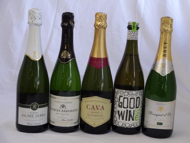 セレクション辛口スパークリングワインス5本セット750ml×5本（フランス2本 オーストラリア1本 スペイン2本） の通販は