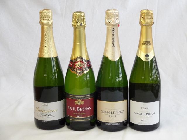 スパークリングワイン白辛口豪華4本セット ハウメ・セラ ブリュット スペインスパークリングワイン750ml・エレタット・エル・パドルウェ の通販は 5,621円