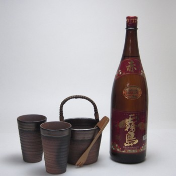 豪華酒器セット陶芸作家　安藤嘉規作（本格芋焼酎　赤霧島720ml）焼酎ギフト