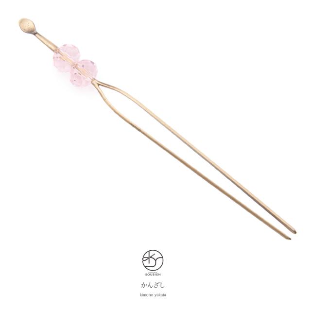 玉簪 かんざし 小紋 浴衣向け ピンク クリアビーズ まとめ髪 アップヘア ヘアアレンジ 髪飾り 和装の通販はau Pay マーケット Soubien