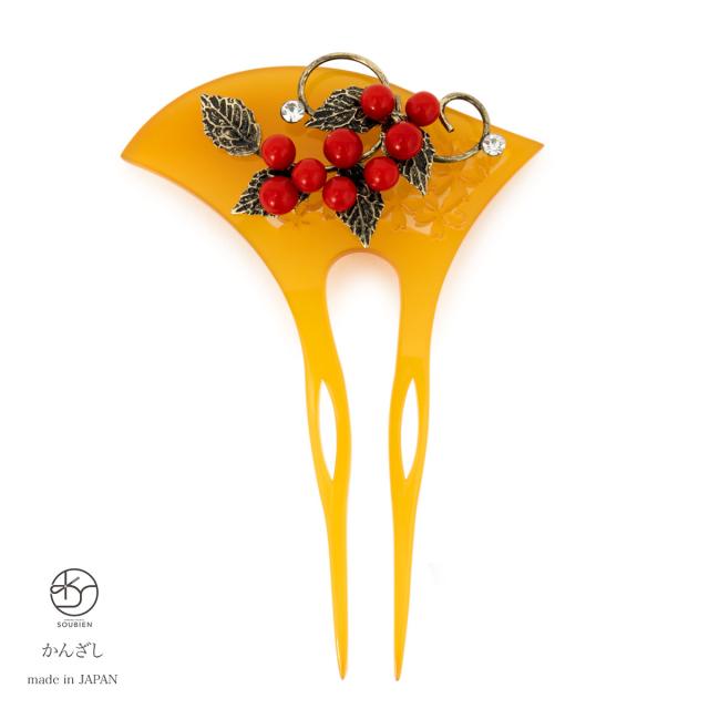かんざし 和装 バチ型 簪 髪飾り 飴色 鼈甲色 べっ甲色 南天 桜 ラインストーン バチ バチ型簪 カジュアル フォーマル 着物 訪問着 留袖 の通販はau Pay マーケット Soubien
