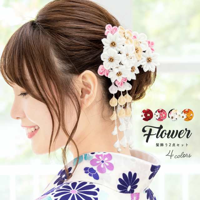 No.338つまみ細工　丸菊のヘアクリップ