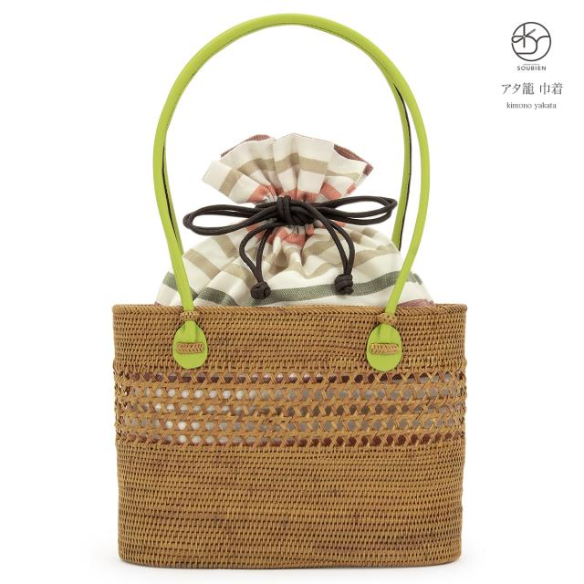 カゴバッグ ブランド Un Deux アンドゥ 緑 グリーン 茶色 ブラウン 籬 縞 ボーダー アタ 伝統工芸品 手編み 夏向け 浴衣向け 巾着 かの通販はau Pay マーケット Soubien