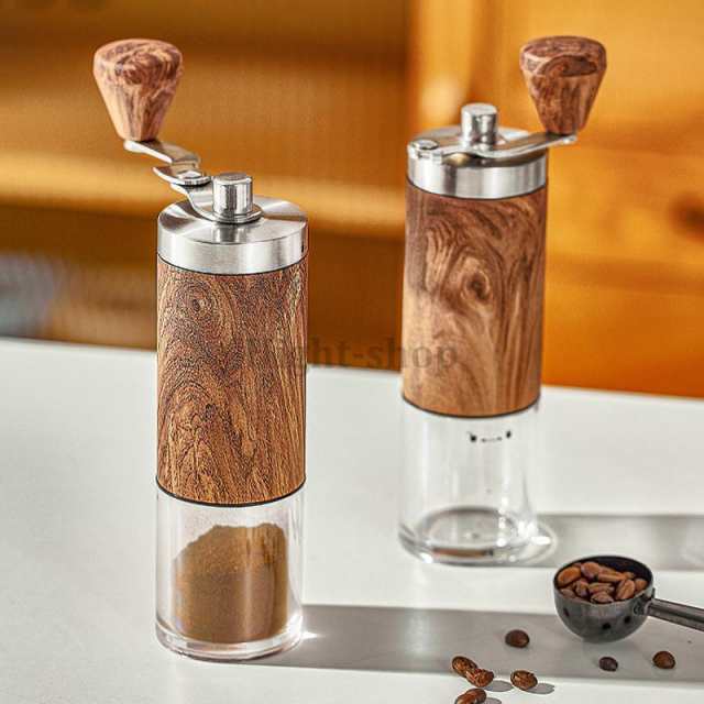 コーヒーミル 手挽きコーヒーミル 手動 粗挽き 調整可能 木目 製粉機 ...