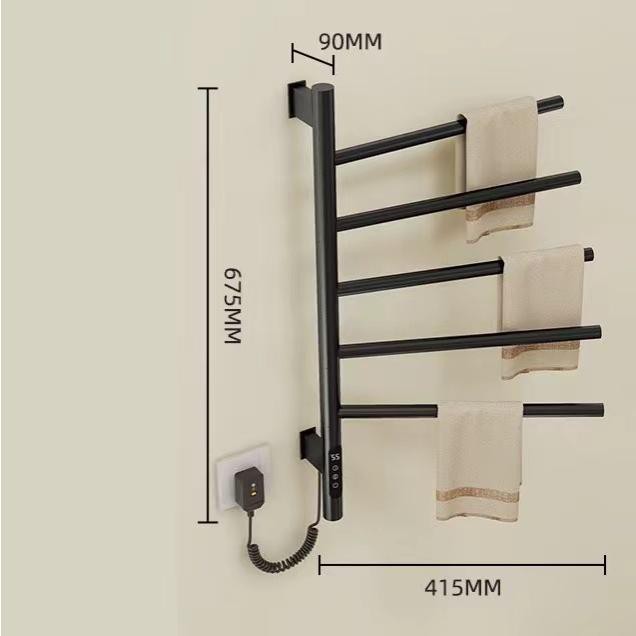 タイマー付きの回転式電気タオルラック、家庭用バスルーム?トイレのスマート温度制御電気加熱乾燥物棚