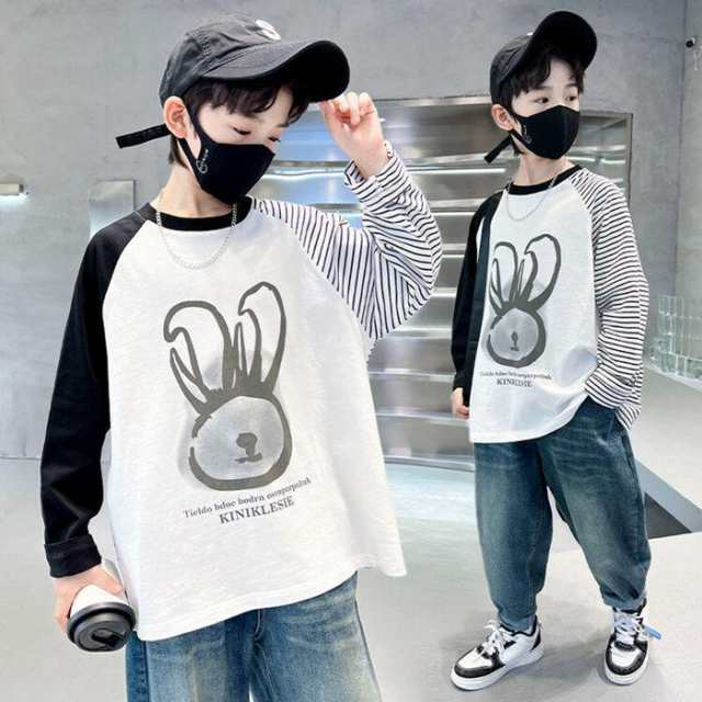 子供服 長袖Tシャツ キッズ 男の子 キャラクター ストライプ 長袖