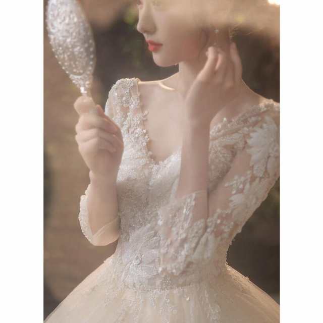 ウエディングドレス 長袖 結婚式 二次会 ウェディングドレス ボレロ 安い プリンセス エンパイア 花嫁 ドレス 披露宴 ロングドレス ブライダル