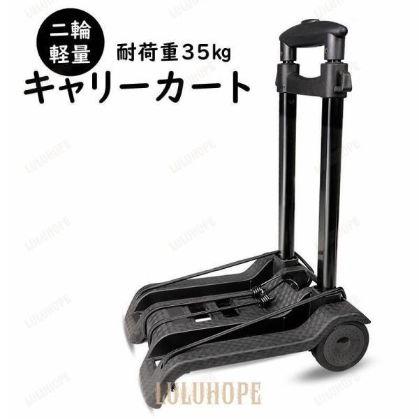 キャリーカート 折りたたみ式 軽量 コンパクト 静音 台車 2輪 家庭用小型カート 耐荷重35kg 高さ調節 固定ロープ付き ハンドキャリー 買