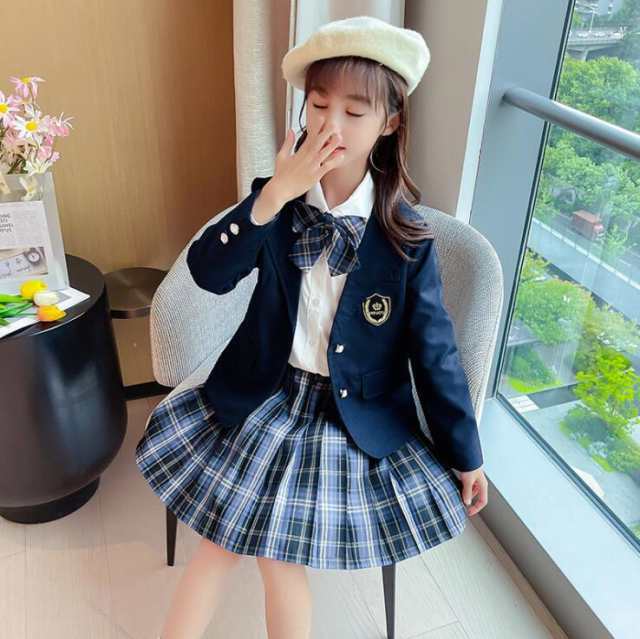 子供制服 長袖スーツ 女の子JK制服 フォーマル 学生服 キッズジュニア