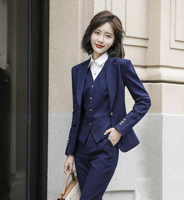 ジレ ベスト レディース ストライプ 事務服 ジレ スーツ