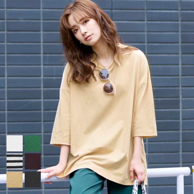 メール便可】Tシャツ レディース カットソー ラウンドネック ミディアム丈 半袖 5分袖 サイズレス 体型カバー 22ss coca コカの通販はau  PAY マーケット - coca