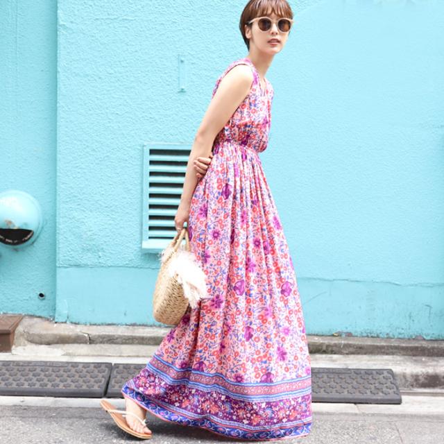 メール便不可 とろみ素材オリエンタル柄カシュクールワンピースcocaオリジナル 石田一帆さん着用 ロングワンピース ノースリーブ エスの通販はau Pay マーケット Coca