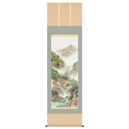 中山雪頓 掛軸(尺五) 「彩色山水」 13418 |b03